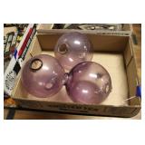 THREE PURPLE LIGHTNING ROD BALLS