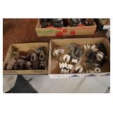 TWO FLATS OF ASSORTED CERAMIC INSULATORS