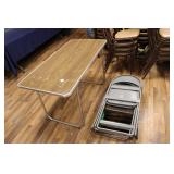 4FT X 2FT METAL CAMPING TABLE WITH 7 METAL CHAIRS
