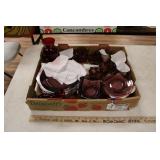 CRANBERRY GLASS 4 PLACE SETTING & OTHER GLASS