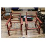 (2) CUSHIONED WOODEN PORCH CHAIRS