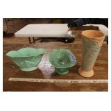 THREE PIECES OF POTTERY (CHIPPED & CRACKED)