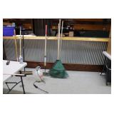 (3) PLASTIC RAKES, SPRAYER & EDGER