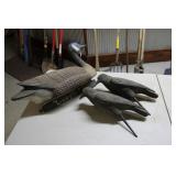 TWO CROW DECOYS & GOOSE DECOY