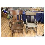 TWO WOODEN ROCKING CHAIRS