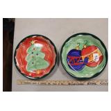 TWO FESTIVE PLATES