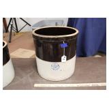 #8 STAR TWO TONE STONEWARE CROCK (CRACKED)