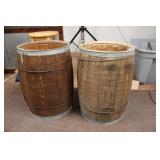 TWO ANTIQUE HARDWARE BARRELS 18.5' TALL