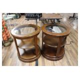 TWO THREE TIERED END TABLES 22' DIA. X 25' T