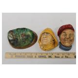 CHALKWARE SAILORS & PAINTED METAL ASHTRAY