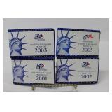 (4) UNITED STATES MINT PROOF SETS 2001-2005