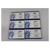 (6) UNITED STATES MINT PROOF SETS 2001 - 2006
