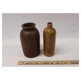 STONEWARE CROCK & SELTERS BOTTLE