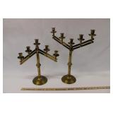 PAIR OF ADJUSTABLE BRASS CANDELABRAS