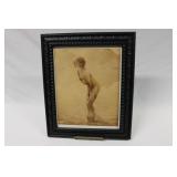 FRAMED PRINT OF FAMOUS 1912 "SEPTEMBER MORN"
