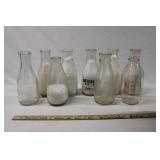 (9) ASSORTED MILK BOTTLES INCL. SOME LOCALS