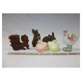 VINTAGE FIGURAL LOT INCL. CAST IRON ROOSTER