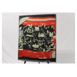 FRAMED DECORATIVE TEXTILE MAP OF PENNSYLVANIA