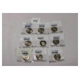 (9) UNCIRCULATED KENNEDY HALF DOLLARS