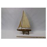 HANDMADE WOODEN SAIL BOAT WITH STAND