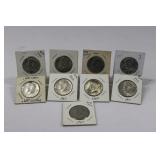 (9) 40% SILVER 1967 KENNEDY HALF DOLLARS