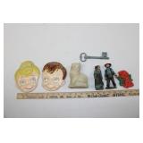 CHALKWARE ITEMS & CAST IRON AMISH FIGURES