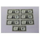 (7) 1957 $1 SILVER CERTS. CONSECUTIVE SERIAL #