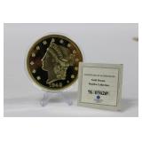 AMERICAN MINT 24K GOLD LAYERED 1849 LIBERTY HEAD