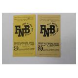 (2) VINTAGE FIRST NATIONAL BANK OF ERIE ENVELOPES