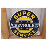 PORCELAIN SUPER CHEVROLET SERVICE REPRO. SIGN