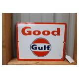 ORIGINAL PORCELAIN GULF PUMP PLATE "GOOD GULF"