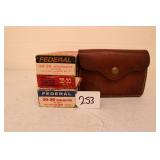 53RDS OF ASSORTED 30-30 WIN & S&W LEATHER POUCH