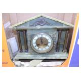 NEOCLASSICAL GREEN ONYX MANTLE CLOCK (DAMAGED)