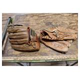 TWO WILSON BASEBALL MITTS - GO ON LEFT HAND