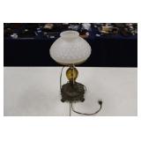 L & L WMC MILKGLASS & AMBER TABLE LAMP