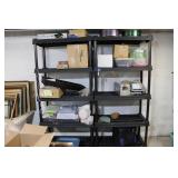 TWO PLASTIC SHELVES & CONTENTS
