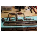 TWO ANTIQUE BRACES & TOOLS