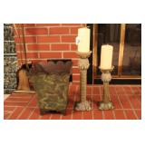 CANDLESTICKS & TRASH CAN