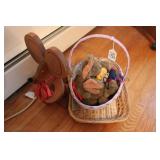 BASKETS, STUFFED ANIMALS & WOODEN MOUSE