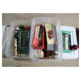 TWO TOTES & BOX OF CANDLES