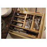 TWO DRAWERS OF FLATWARE & KITCHEN UNTENSILS