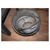 TWO GALVANIZED TUBS & TWO ENAMELWARE TUBS
