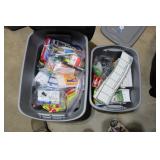 TWO TOTES OF OFFICE SUPPLIES