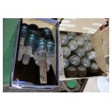 TWO BOXES OF GLASS INSULATORS