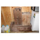 TWO OLD CRATE & WOODEN BOX