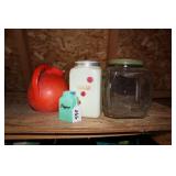 COLLECTIBLE GLASS STORAGE CONTAINERS & PITCHER