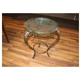 BRUSHED METAL GLASS TOP TABLE
