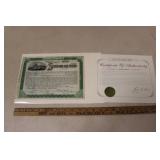 STANDARD OIL TRUST STOCK CERTIFICATE W/ COA