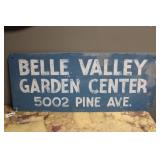 PAINTED METAL BELLE VALLEY GARDEN CENTER SIGN