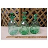 THREE BLENKO HAND MADE DECANTERS